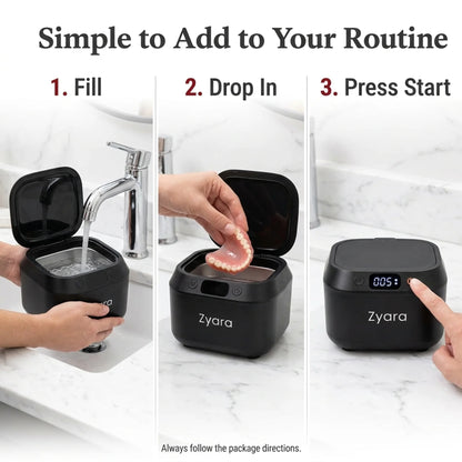 Zyara ™ | Ultrasonic Deep Clean Your Dentures